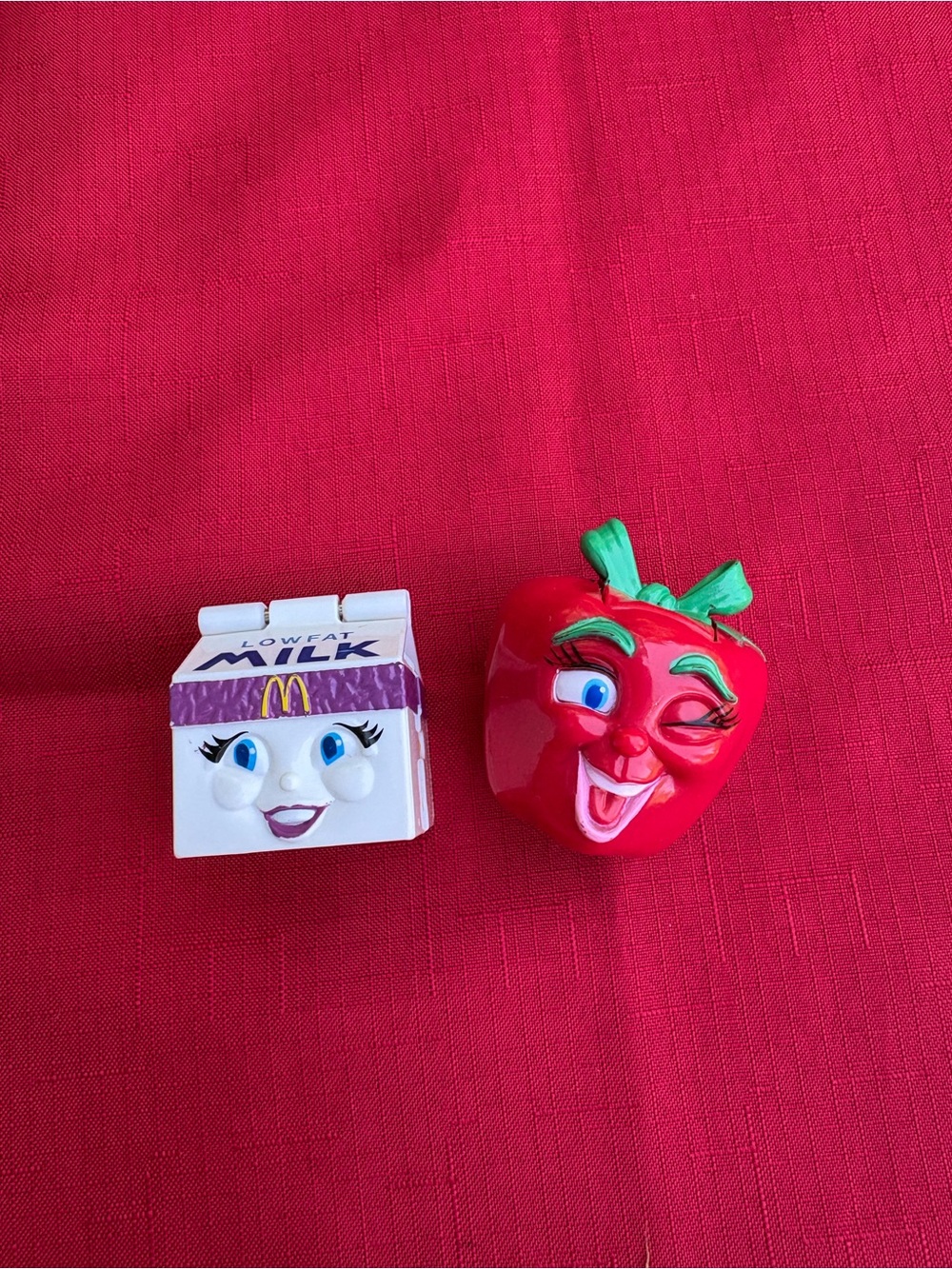 McDonald's White Milk Carton & Red Winking Apple Toy Set food fundamentals